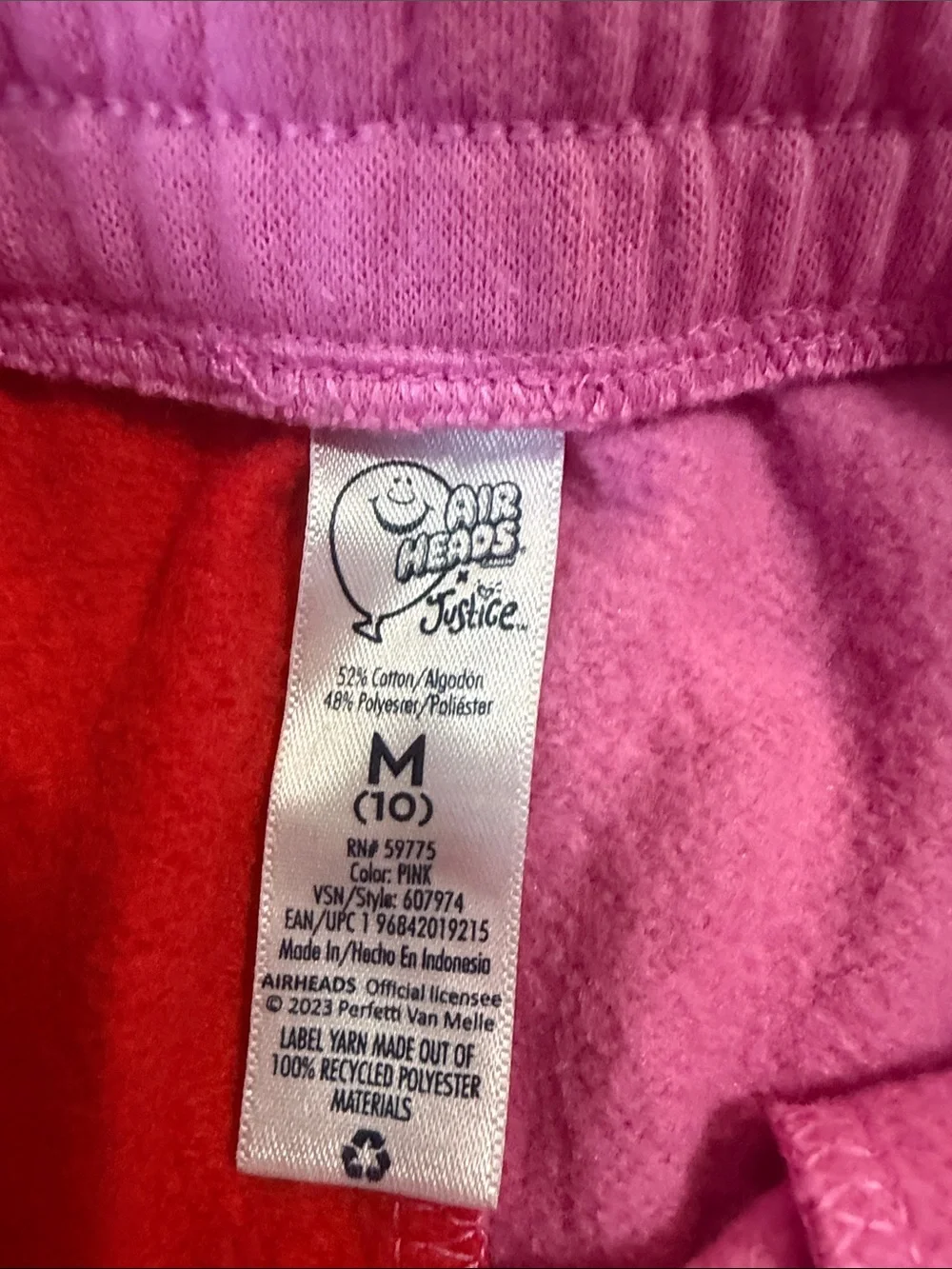 Justice-Airhead Colorblock Athletic Shorts-Pink/Red-Orange Drawstring Size 10(M)